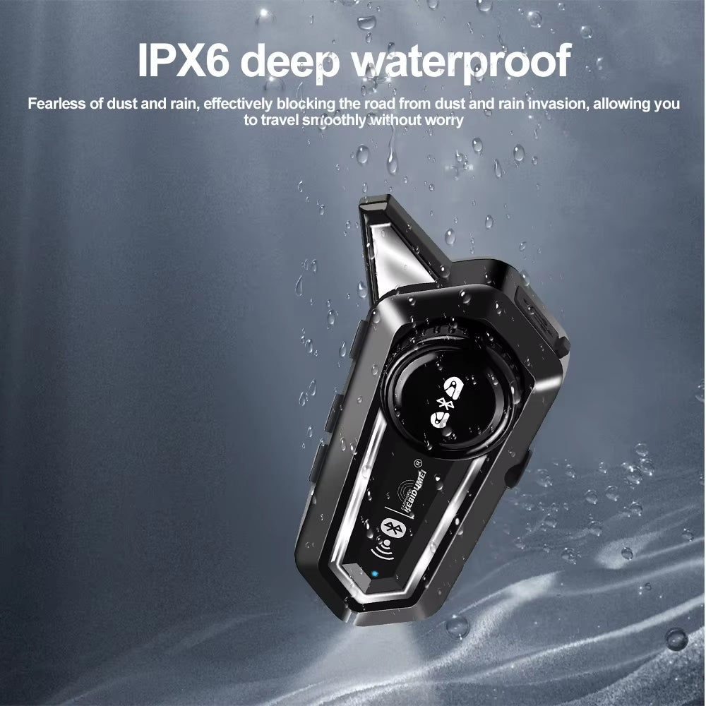 1/2X Motorcycle Bluetooth Helmet Headset Intercom 1000Mah MOTO Communicator 500M Interphone Handsfree Call Kit with Flashlight