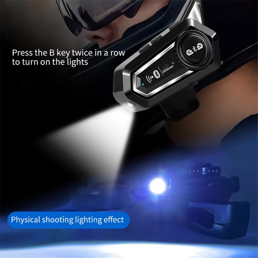 1/2X Motorcycle Bluetooth Helmet Headset Intercom 1000Mah MOTO Communicator 500M Interphone Handsfree Call Kit with Flashlight